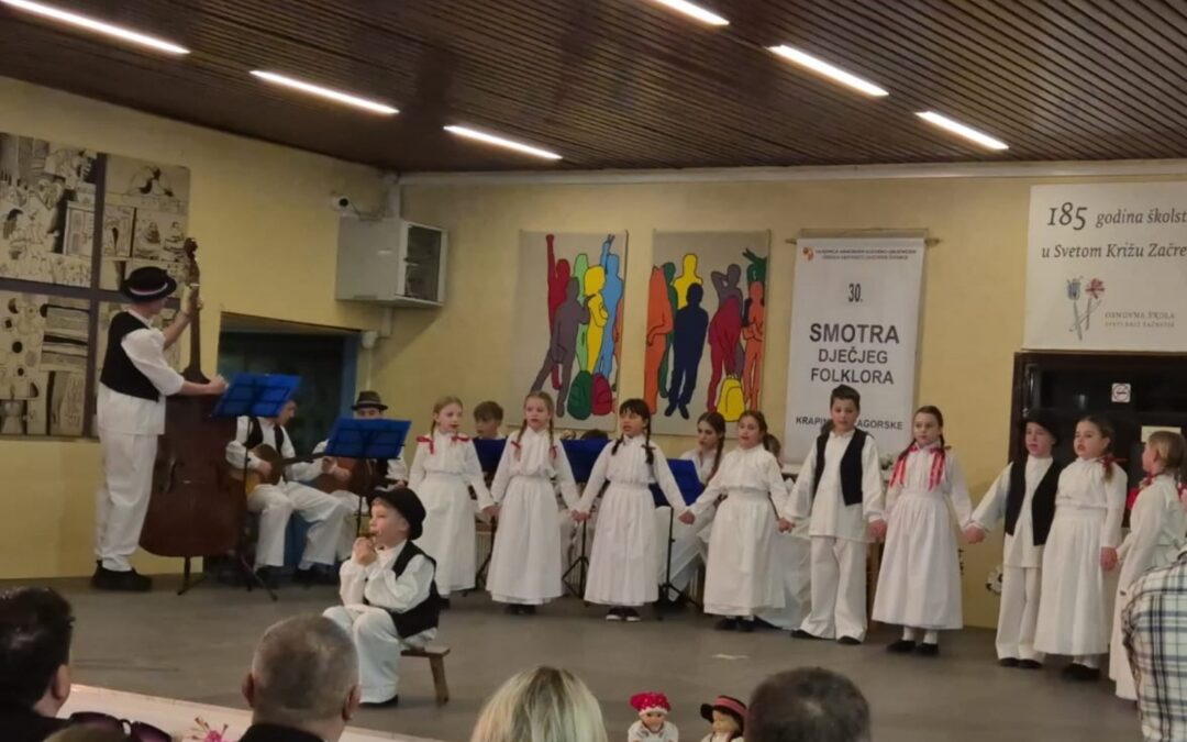 Dječji folklor PŠ Poznanovec uz pratnju Tamburaškog orkestra OŠ Bedekovčina uspješno sudjelovao 30. smotri dječjeg folklora KZŽ